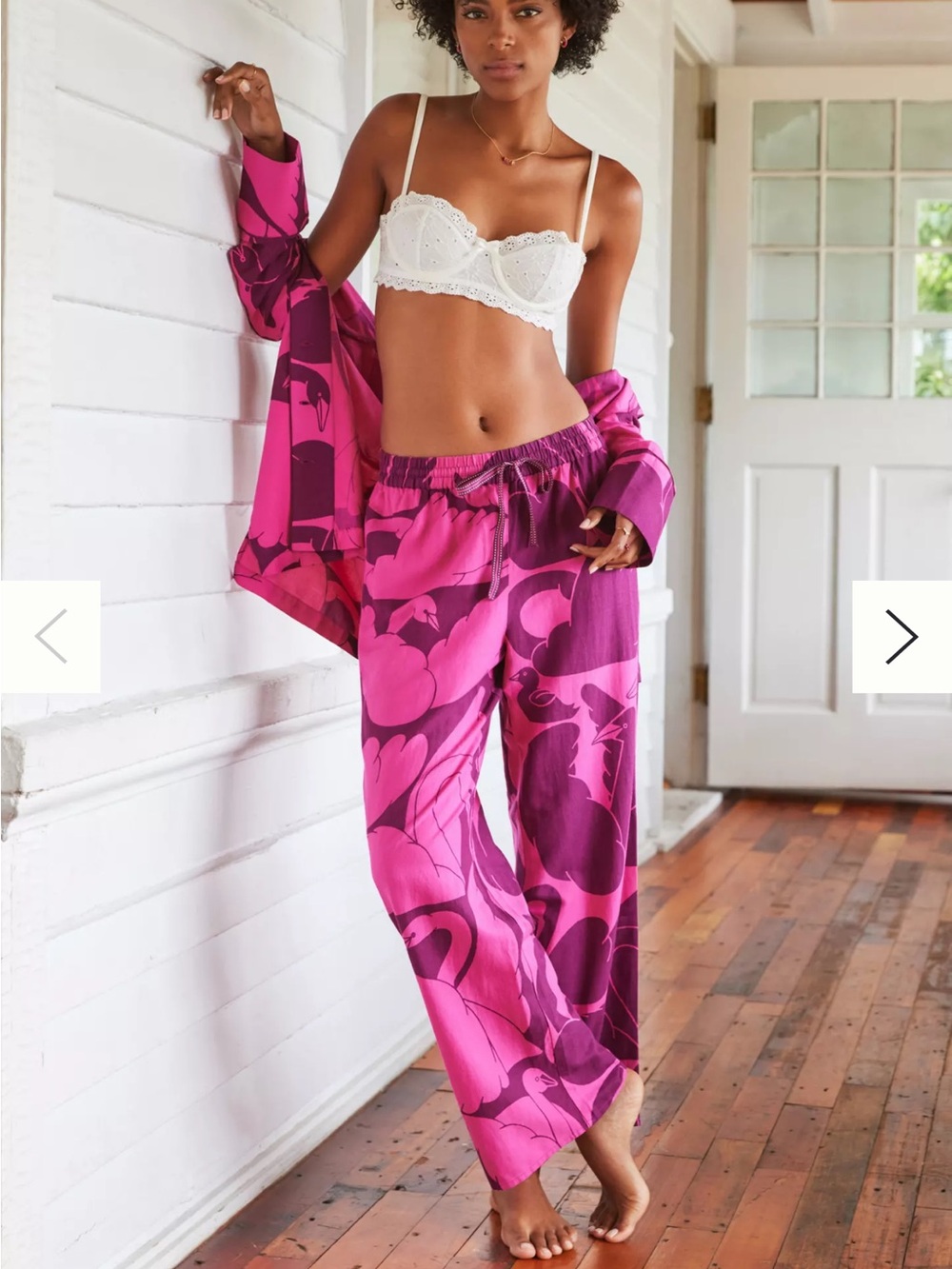 Cecilia Pettersson Anthropologie Pink Swan Wide Leg Lounge Pants S Boho Artsy